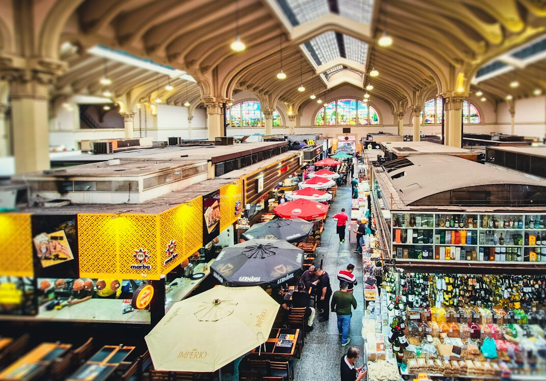 Colorful stalls at a neighbourhood food market